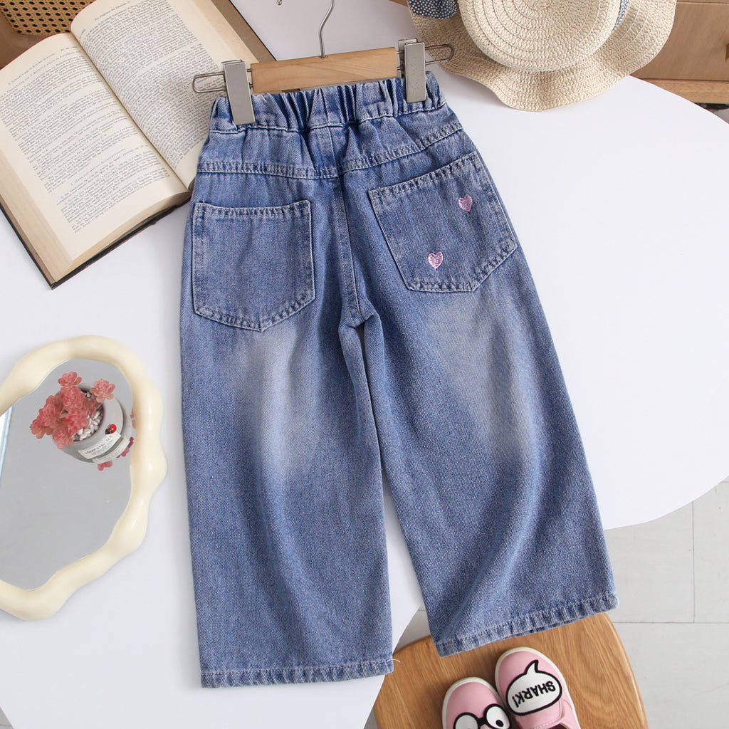 Sweet & Cute Autumn Girls' Straight Pants, Ages 2-9 | Color: Blue | Image 3