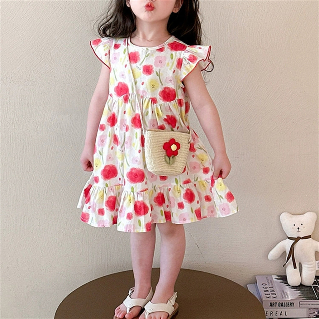 Minimalist Summer Girls' A-Line Dress, Ages 2-9 | Color: Red | Image 2