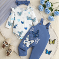 Trendy Autumn 3-Piece Baby Girls' Pants Suit, Ages 0-6 Months | Color: Blue | Image 1