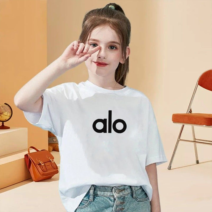 Modern Chic All-Season Minimalist Summer Girls' T-Shirt, Ages 4-14 | Color: White | Image 1
