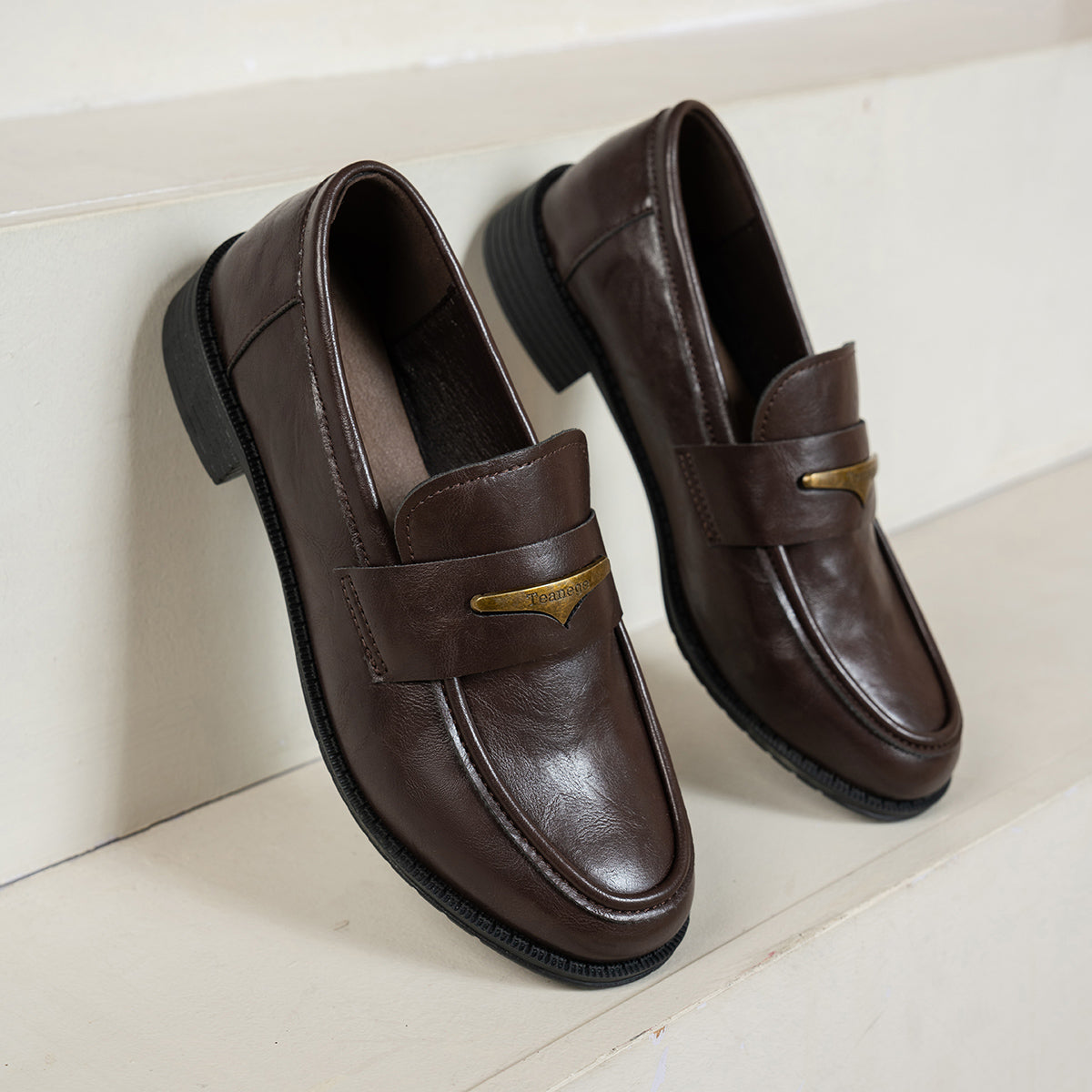 Modern Chic All-Season PU/Artificial Leather/Microfiber Leather Women's Flat Shoes | Color: Brown | Image 3