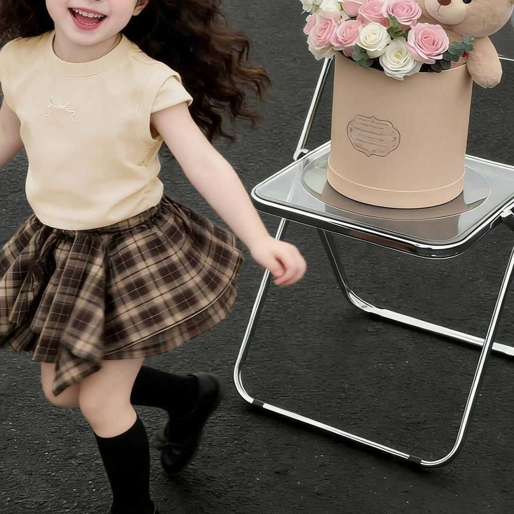 Sweet & Cute Summer 2-Piece Girls' Dress Suit, Ages 2-7 | Color: Apricot | Image 2