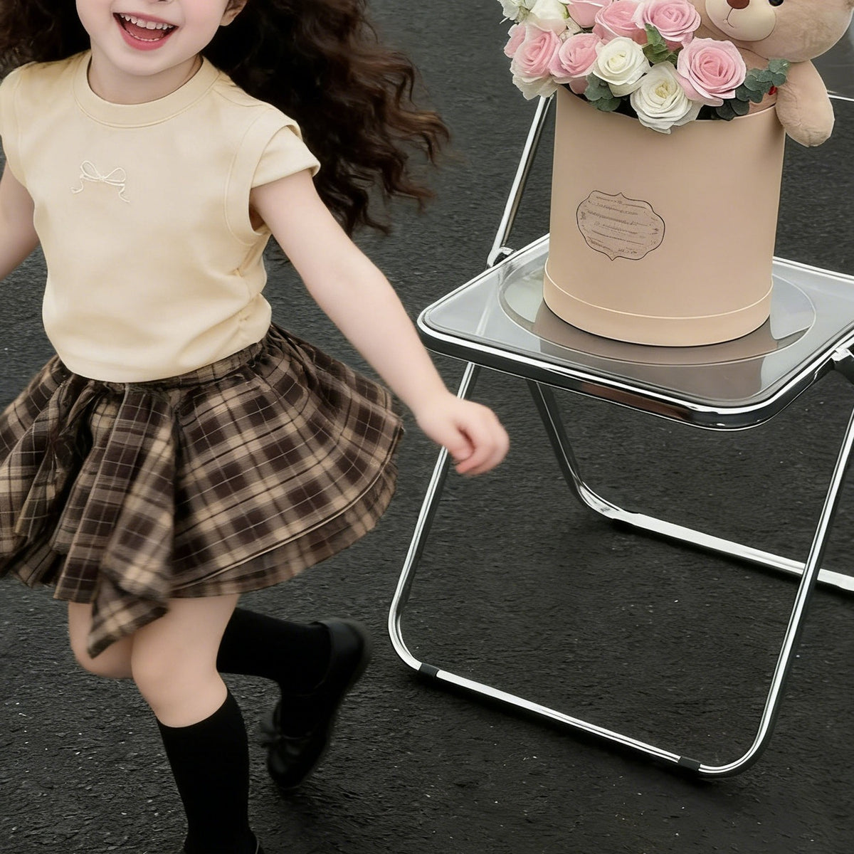 Sweet & Cute Summer 2-Piece Girls' Dress Suit, Ages 2-7 | Color: Apricot | Image 2