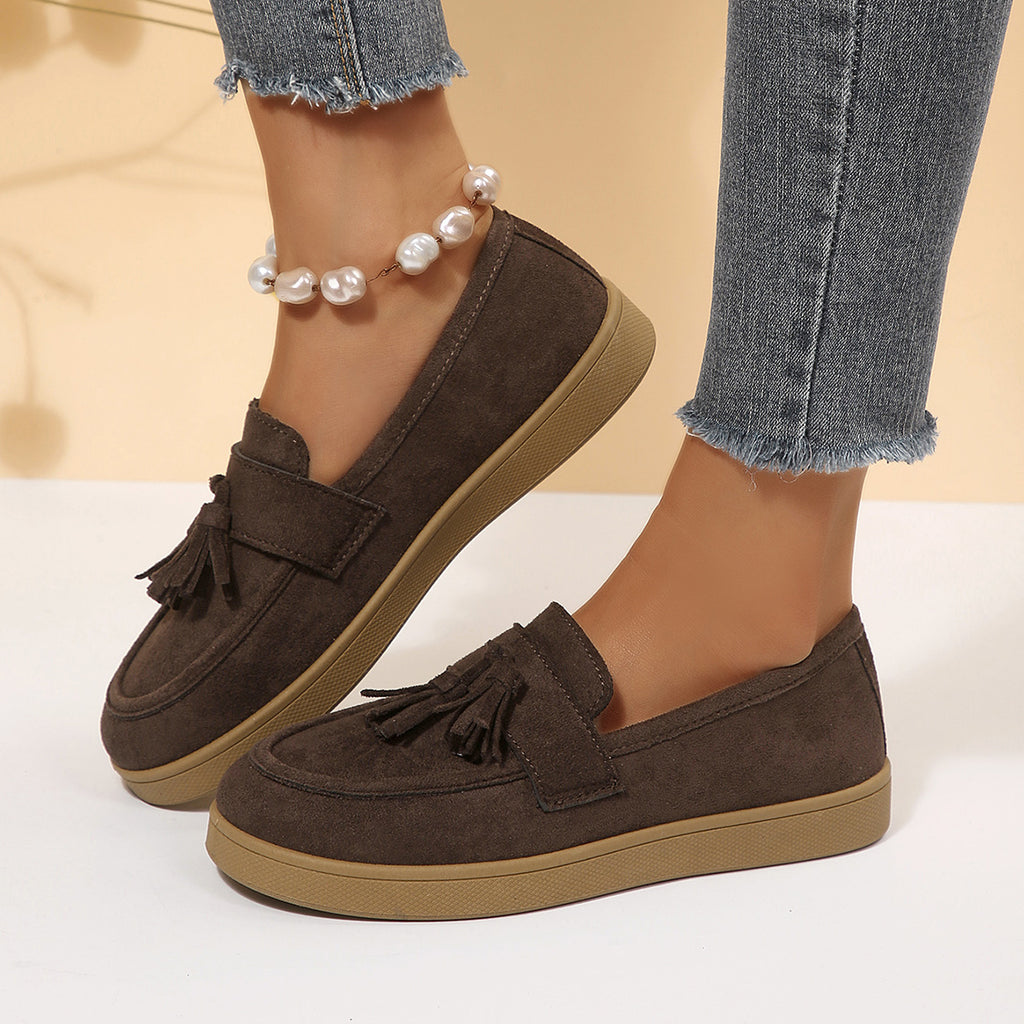 Modern Chic All-Season PU/Artificial Leather/Microfiber Leather Women's Flat Shoes | Color: Khaki | Image 3
