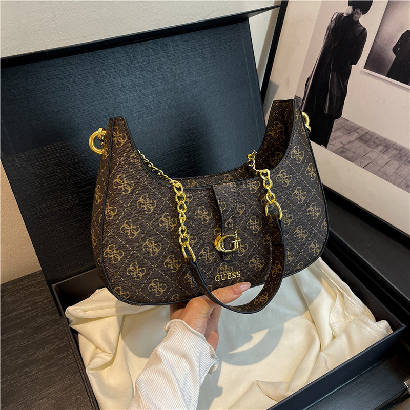 Modern Chic All-Season PU/Artificial Leather/Microfiber Leather, Cloth / Textile Women's Shoulder Bags Underarm Bags | Color: Coffee | Image 1