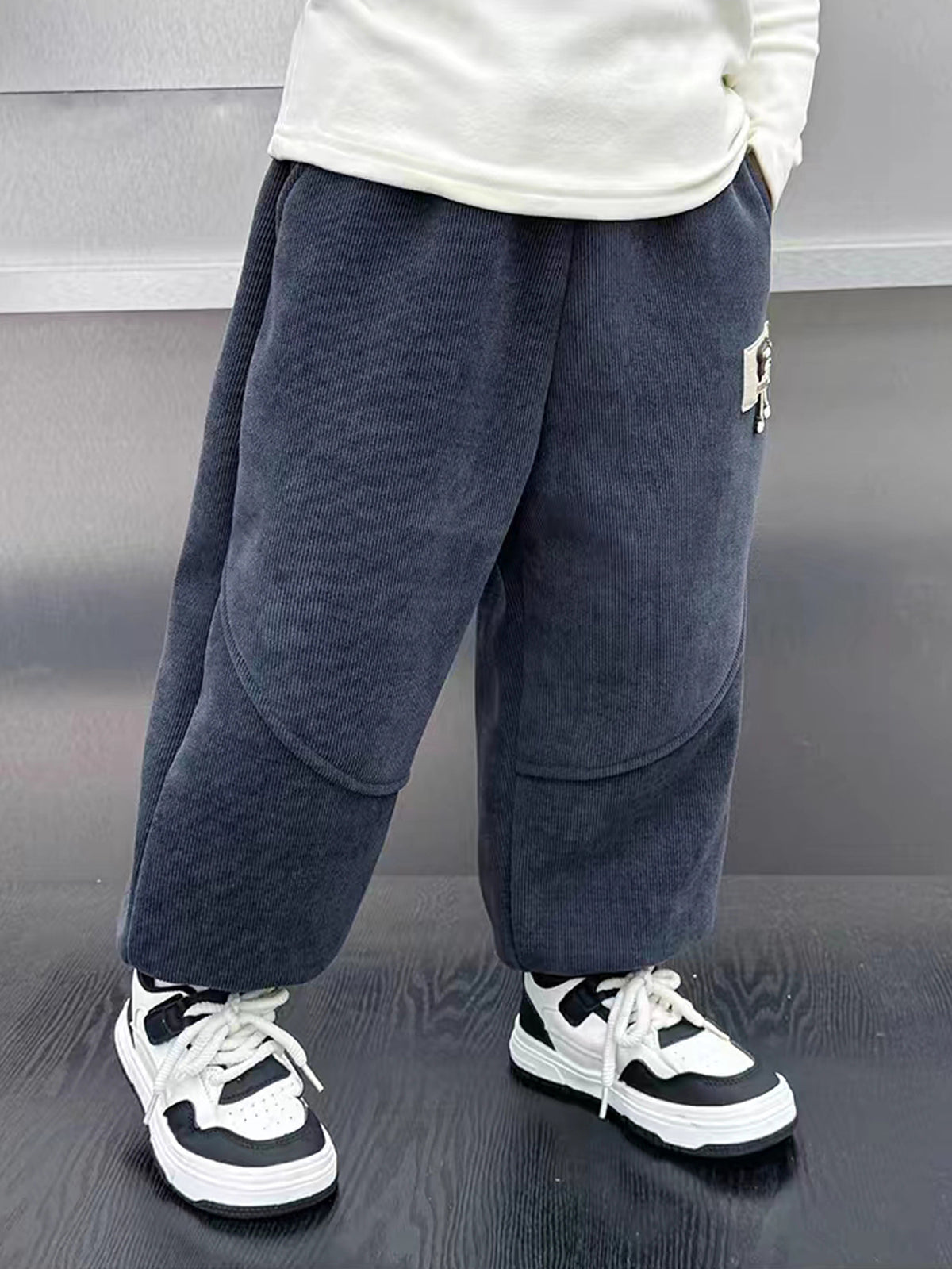 Trendy Autumn Boys' Casual Pants, Ages 2-9 | Color: Purplish Blue | Image 3