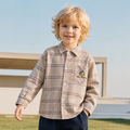 Modern Chic All-Season Trendy Spring Boys' Shirt, Ages 2-9 | Color: Light Coffee | Image 1