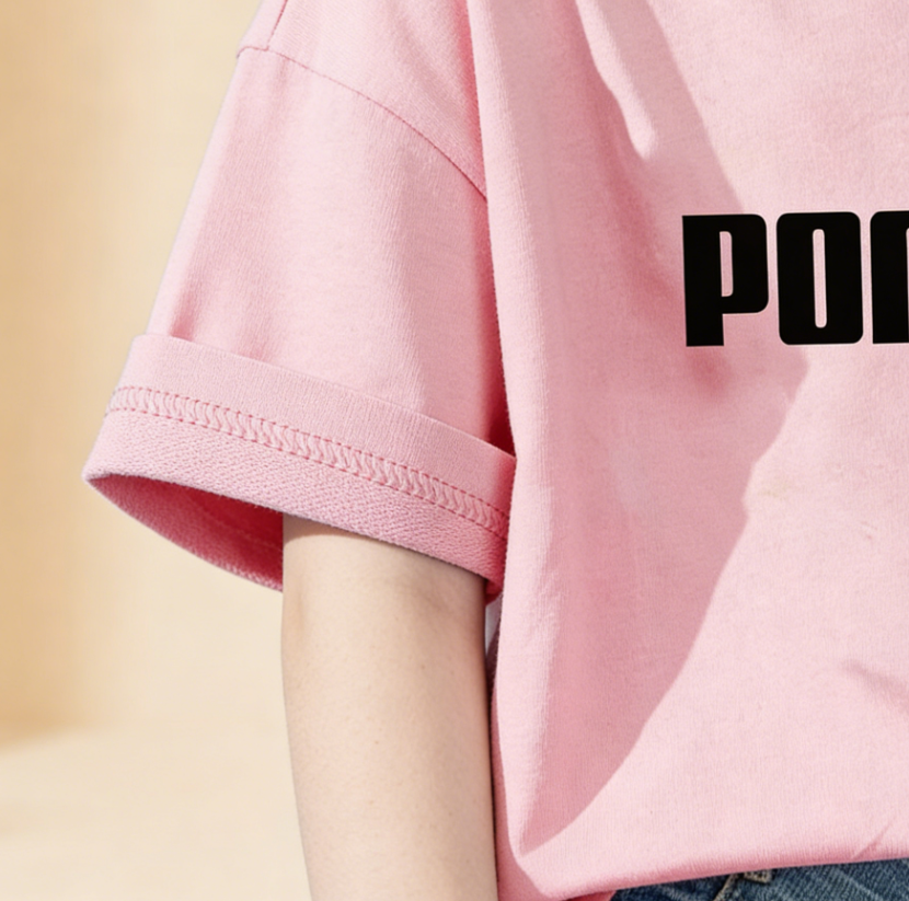 Modern Chic All-Season Minimalist Summer Girls' T-Shirt, Ages 3-14 | Color: Pink | Image 2