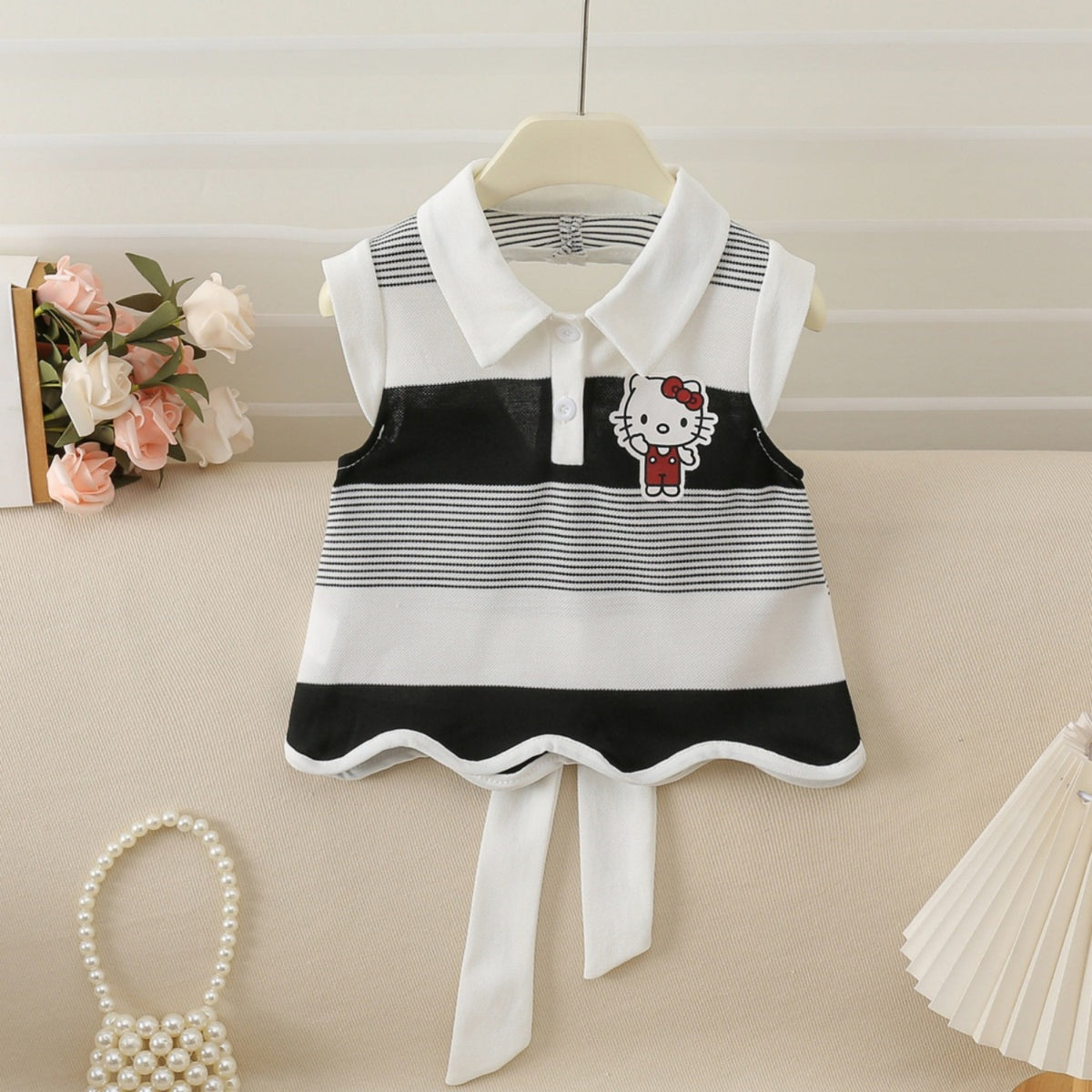Modern Chic All-Season Casual Sporty Summer 2-Piece Girls' Pants Suit, Ages 2-11 | Color: Black | Image 3