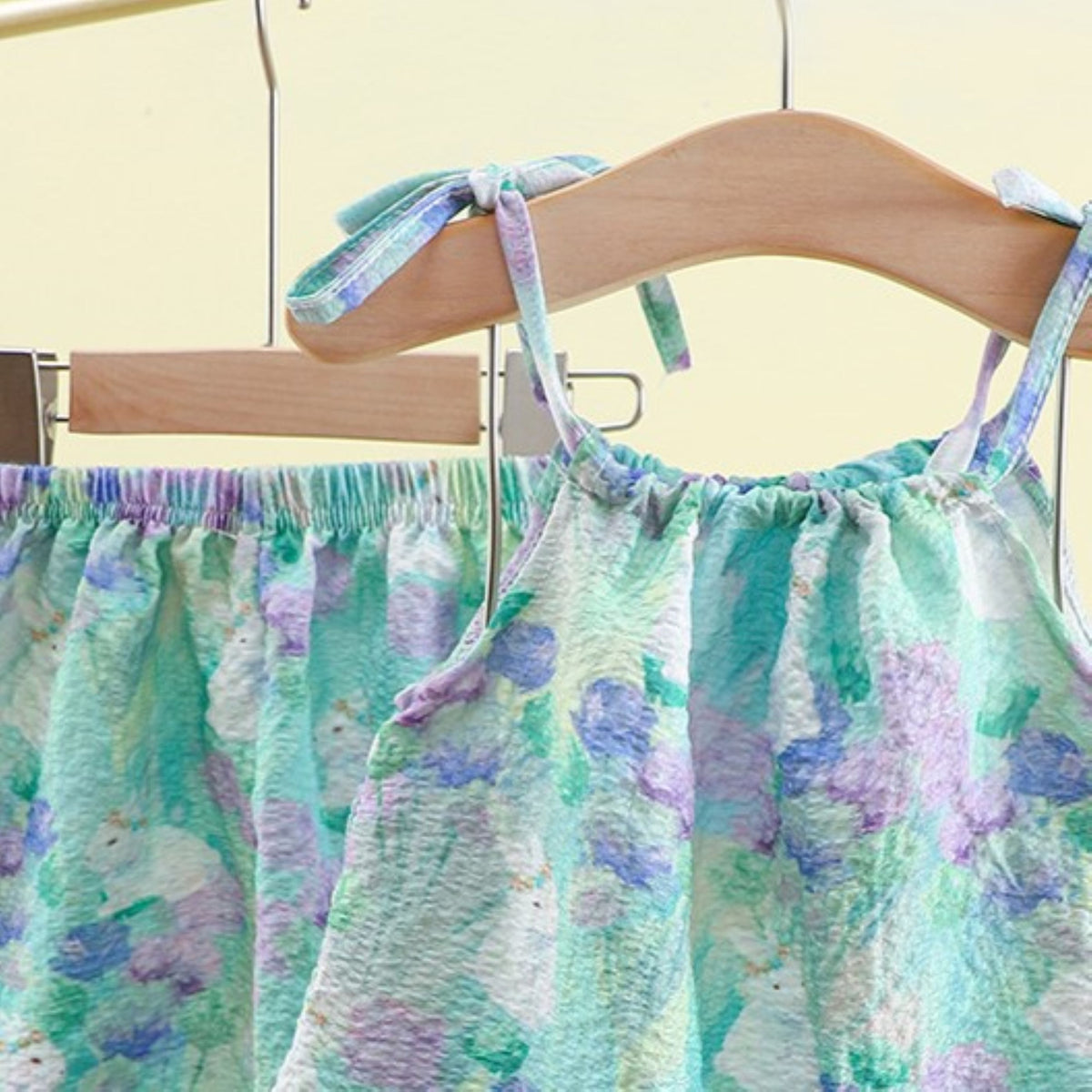 Minimalist Summer 2-Piece Girls' Pants Suit, Ages 2-9 | Color: Green | Image 3