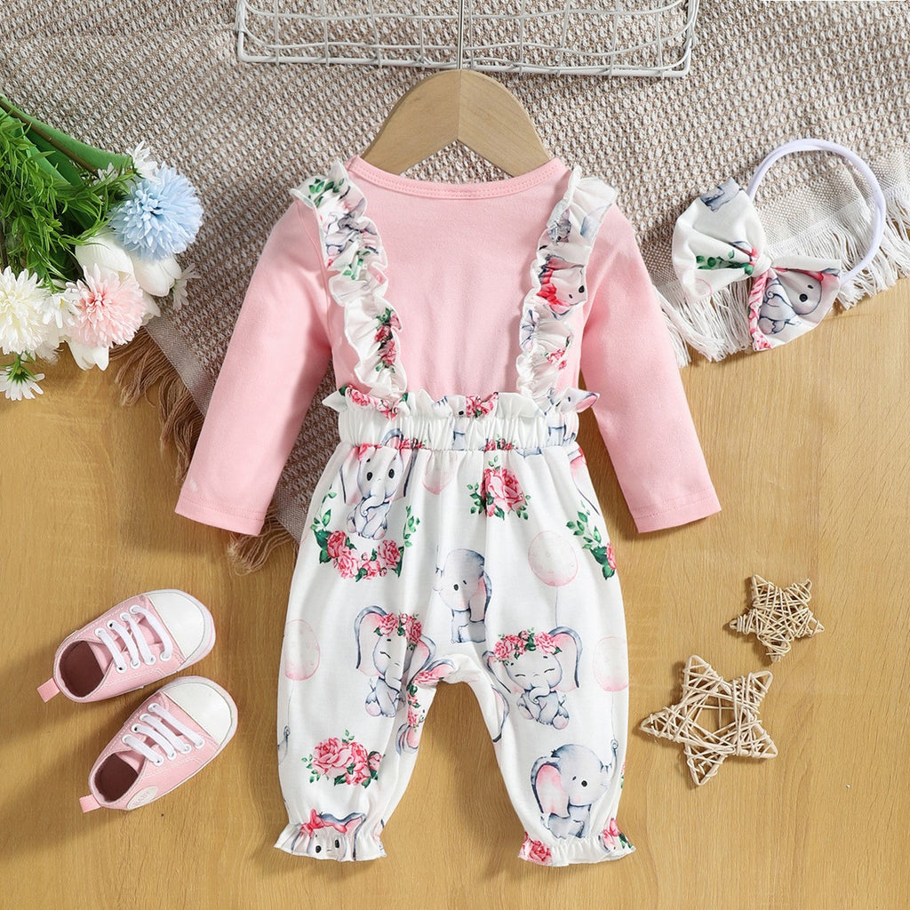 Sweet & Cute Autumn Baby Girls' Jumpsuit, Ages 0-6 Months | Color: Pink | Image 3