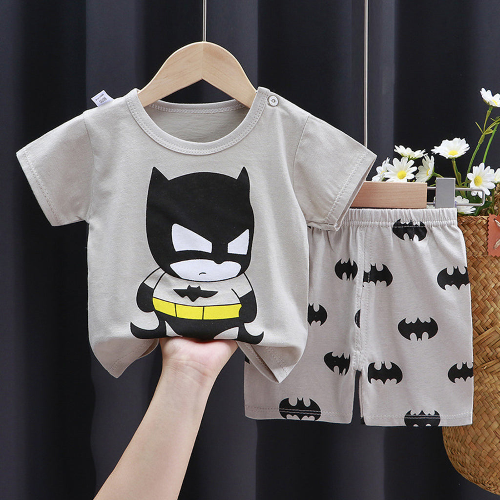 Modern Chic All-Season Minimalist Summer 2-Piece Unisex Baby Pajama Set, Ages 3-24 Months | Color: Grey | Image 1