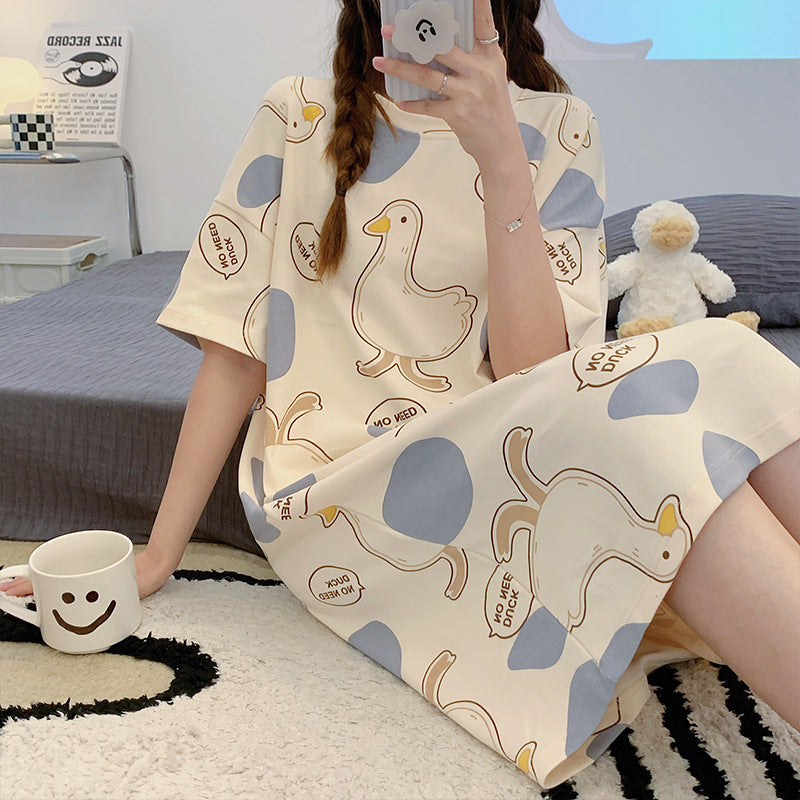 Sweet Feminine Summer Women 's Short  Sleeve Sleep Dress | Color: Style 2 | Image 1