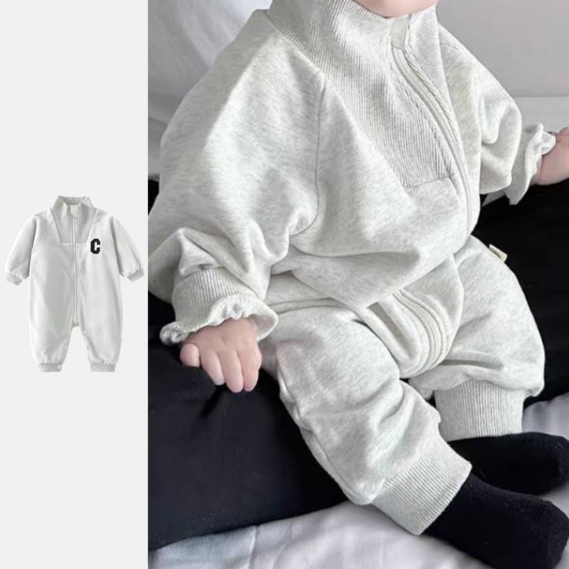 Casual Sporty Autumn Baby Boys' Jumpsuit, Ages 1-24 Months | Color: Light Grey | Image 1
