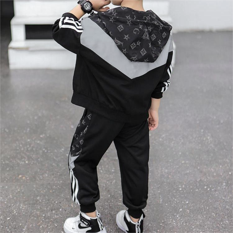 Modern Chic All-Season Casual Sporty Spring 2-Piece Boys' Pants Suit, Ages 3-13 | Color: Black | Image 3