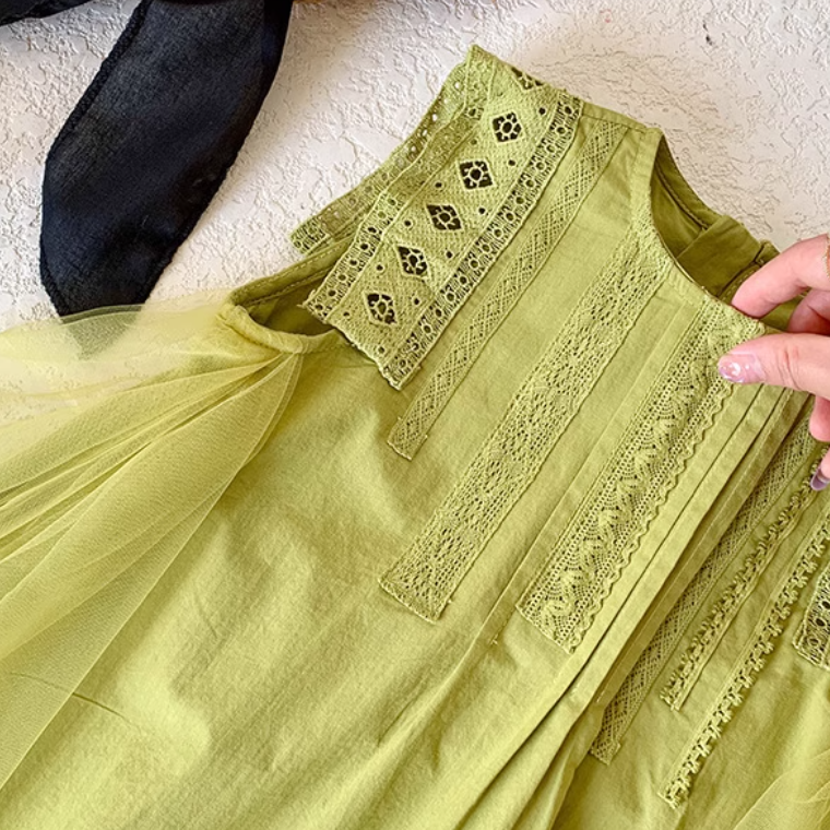Casual Sporty Summer Girls' A-Line Dress, Ages 2-9 | Color: Green | Image 3