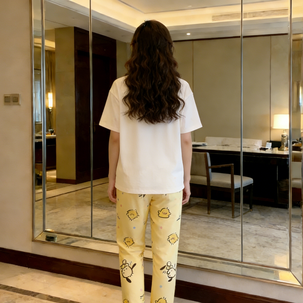 Sweet Feminine Summer 2 Pcs Women 's Short  Sleeve Sleep Set | Color: Style 3 | Image 2