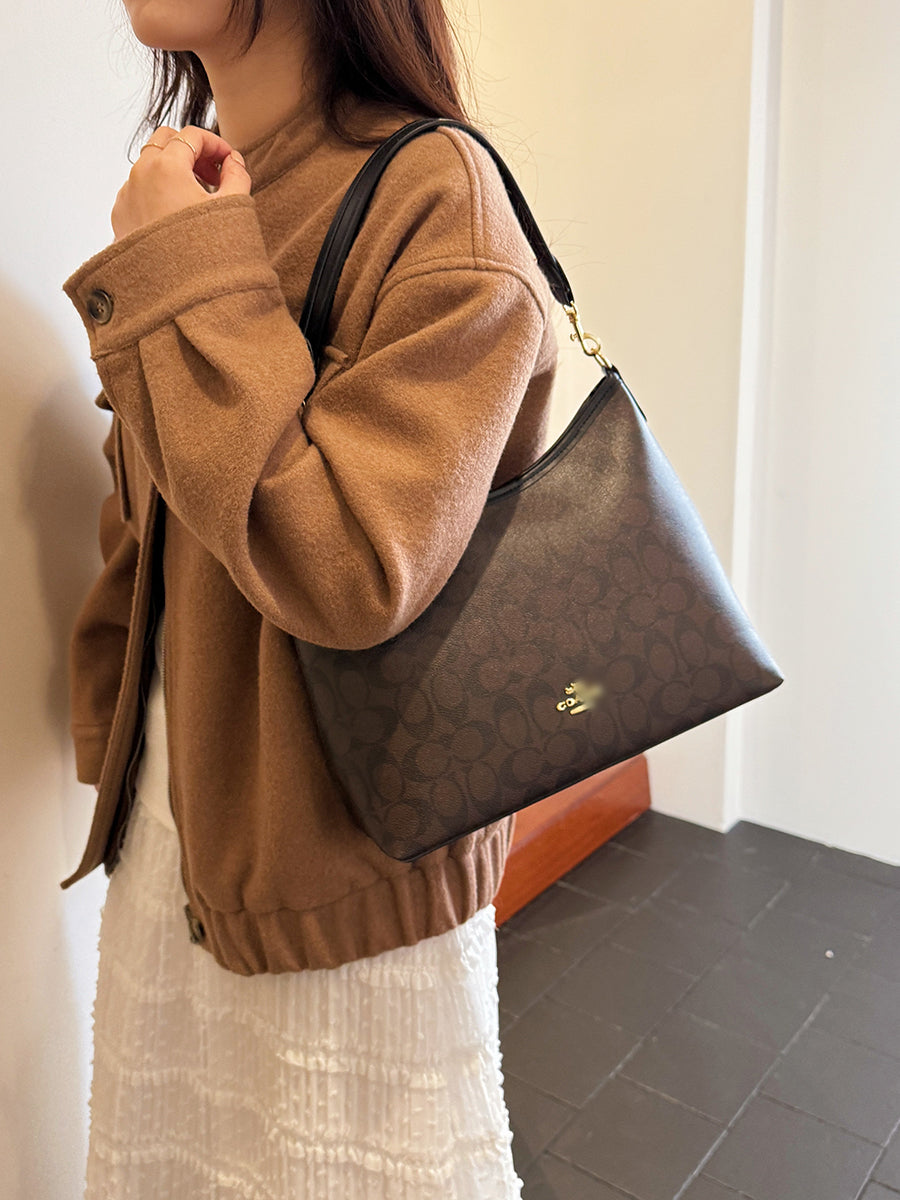 Modern Chic All-Season PU/Artificial Leather/Microfiber Leather, Cloth / Textile Women's Shoulder Bags Tote Bags | Color: Coffee | Image 1
