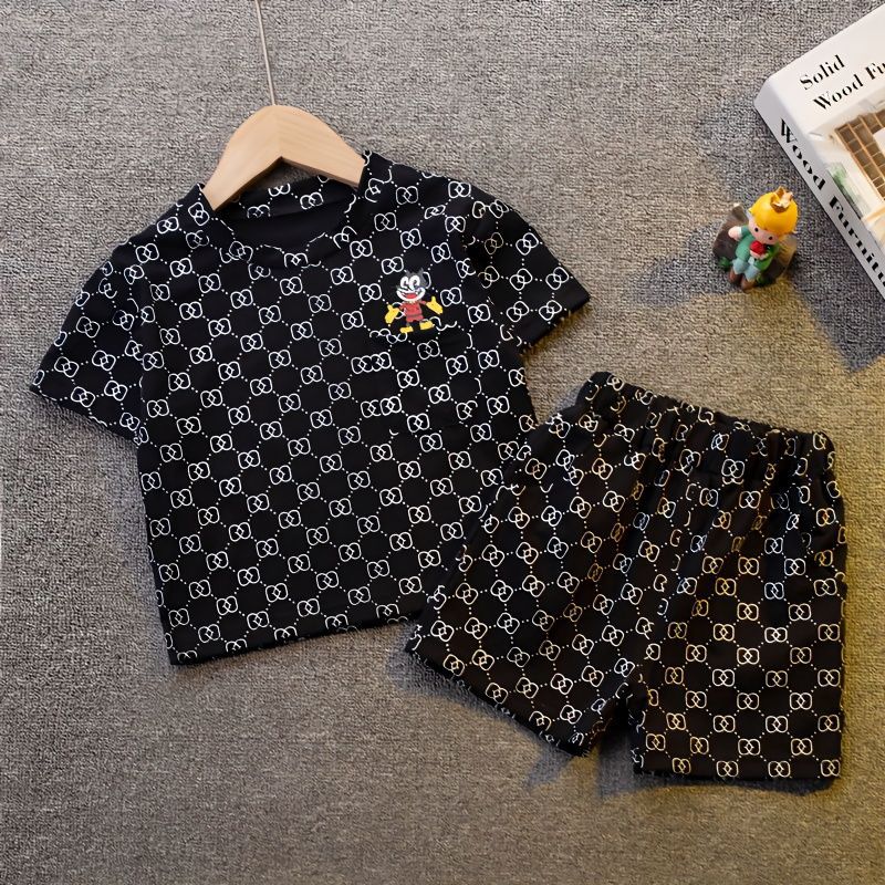 Modern Chic All-Season Minimalist Summer 2-Piece Boys' Pants Suit, Ages 2-9 | Color: Black | Image 1