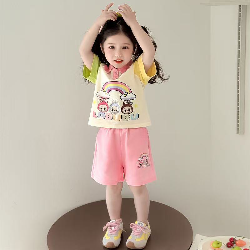 Modern Chic All-Season Casual Sporty Summer 2-Piece Girls' Pants Suit, Ages 3-9 | Color: Style 1 | Image 3