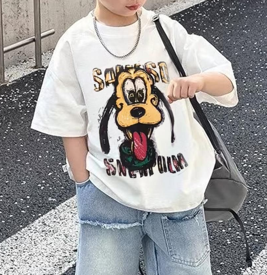 Modern Chic All-Season Minimalist Summer Boys' T-Shirt, Ages 4-13 | Color: White | Image 3