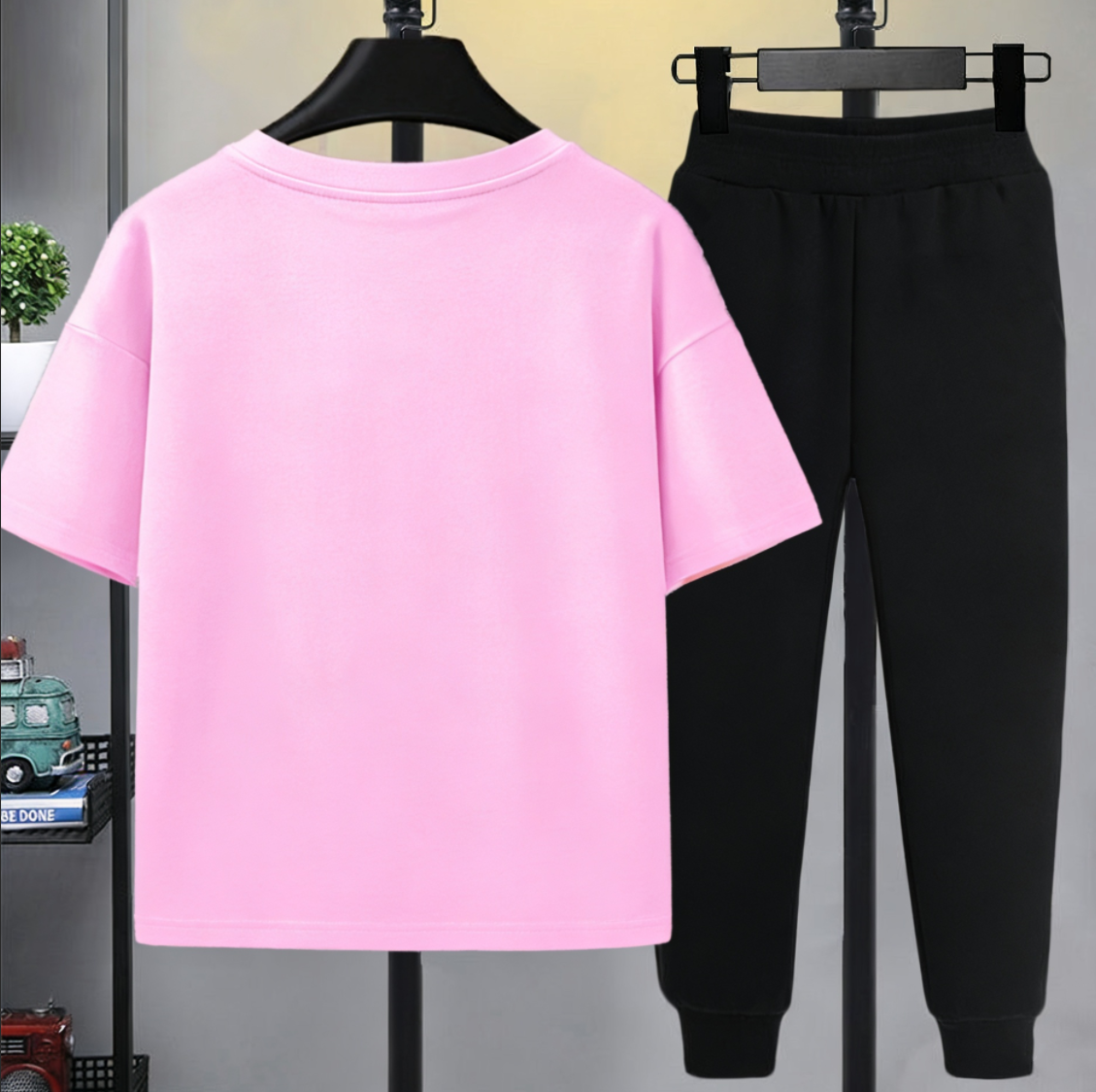 Modern Chic All-Season Minimalist Summer 2-Piece Boys' Pants Suit, Ages 4-14 | Color: Pink | Image 3