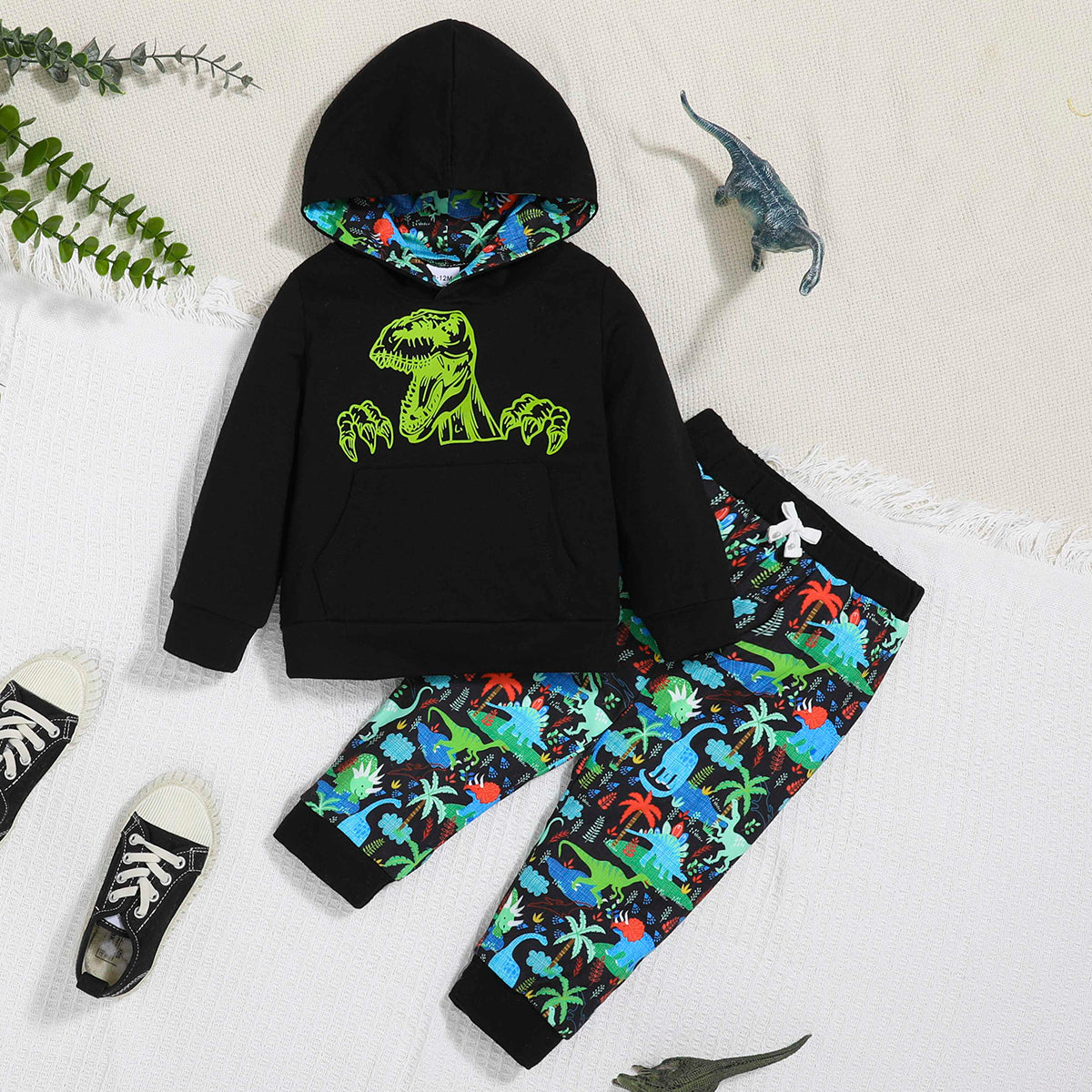 Trendy Autumn 2-Piece Baby Boys' Pants Suit, Ages 1-12 Months | Color: Black | Image 1