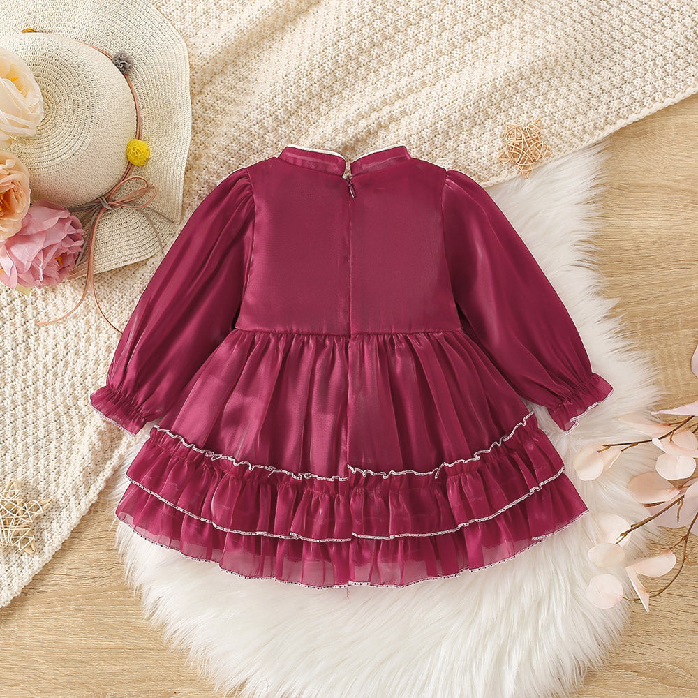 Elegant Spring Baby Girls' Dress, Ages 3-24 Months | Color: Red | Image 2