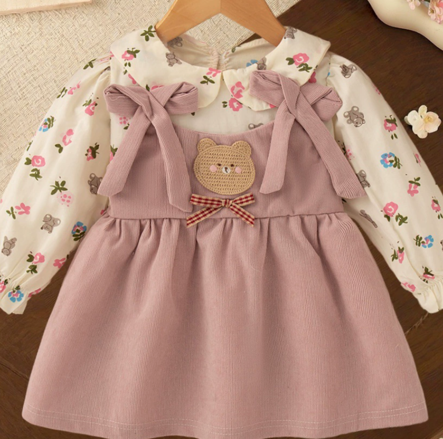 Sweet & Cute Autumn Baby Girls' Dress, Ages 3-24 Months | Color: Pink | Image 2