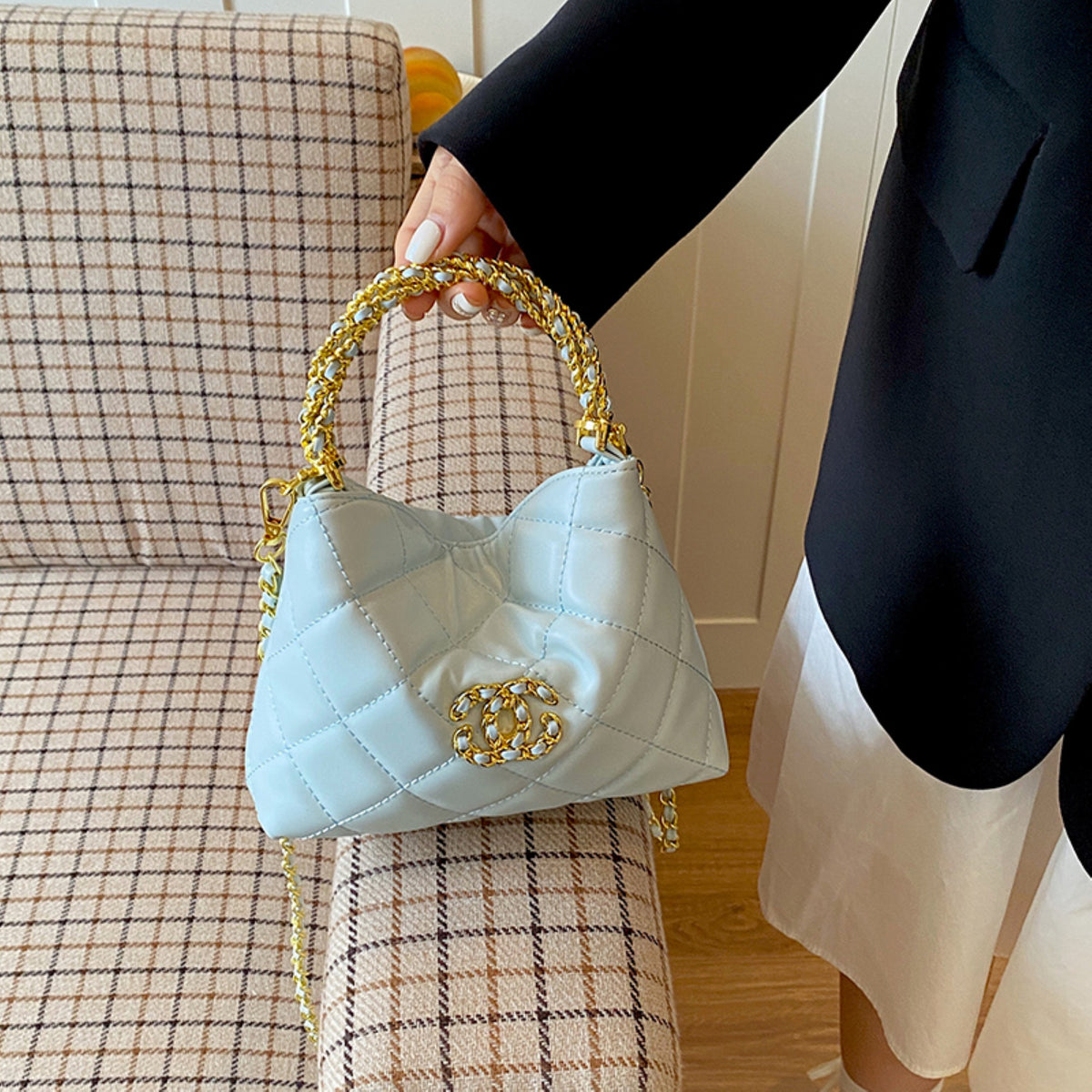 Modern Chic All-Season PU/Artificial Leather/Microfiber Leather Women's Handbags Other Bags | Color: Light Blue | Image 3