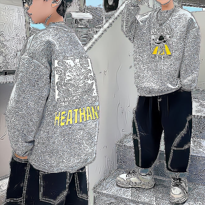 Minimalist Autumn Boys' Sweatshirt, Ages 2-13 | Color: Grey | Image 1