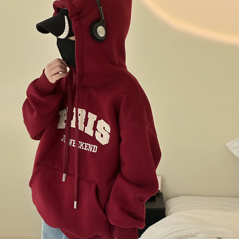 Casual Sporty Autumn Unisex Kids' Hoodie, Ages 4-14 | Color: Red | Image 1