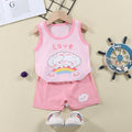 Casual Sporty Summer 2-Piece Unisex Baby Pants Suit, Ages 1-24 Months | Color: Pink | Image 1