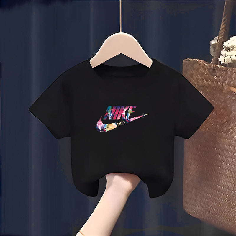 Modern Chic All-Season Minimalist Summer Unisex Kids' T-Shirt, Ages 2-7 | Color: Black | Image 1