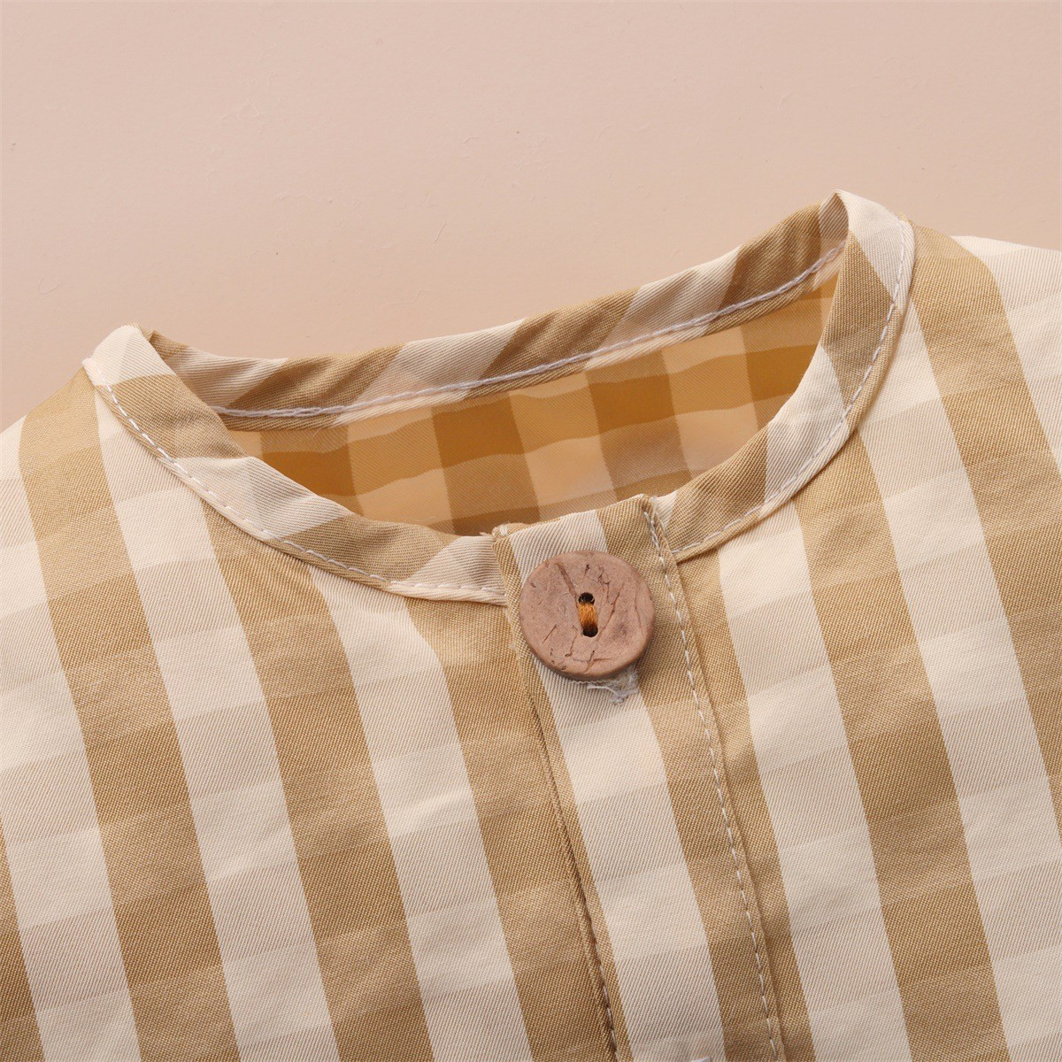 Minimalist Autumn Unisex Baby Jumpsuit, Ages 0-12 Months | Color: Khaki | Image 2