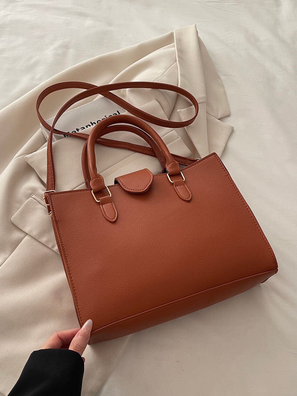 Modern Chic All-Season PU/Artificial Leather/Microfiber Leather Women's Handbags Tote Bags | Color: Brown | Image 1