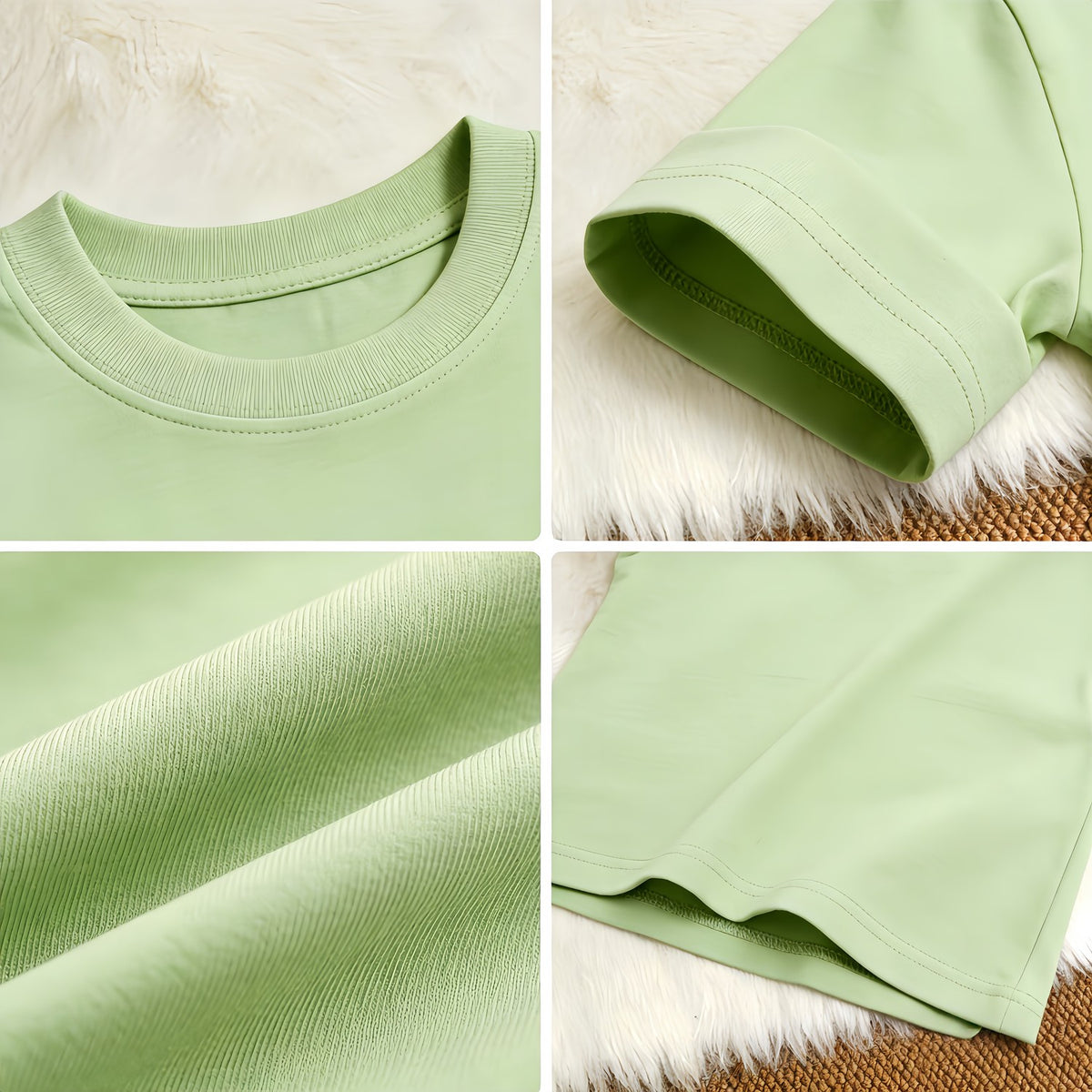 Modern Chic All-Season Casual Sporty Summer Unisex Kids' T-Shirt | Color: Green | Image 2