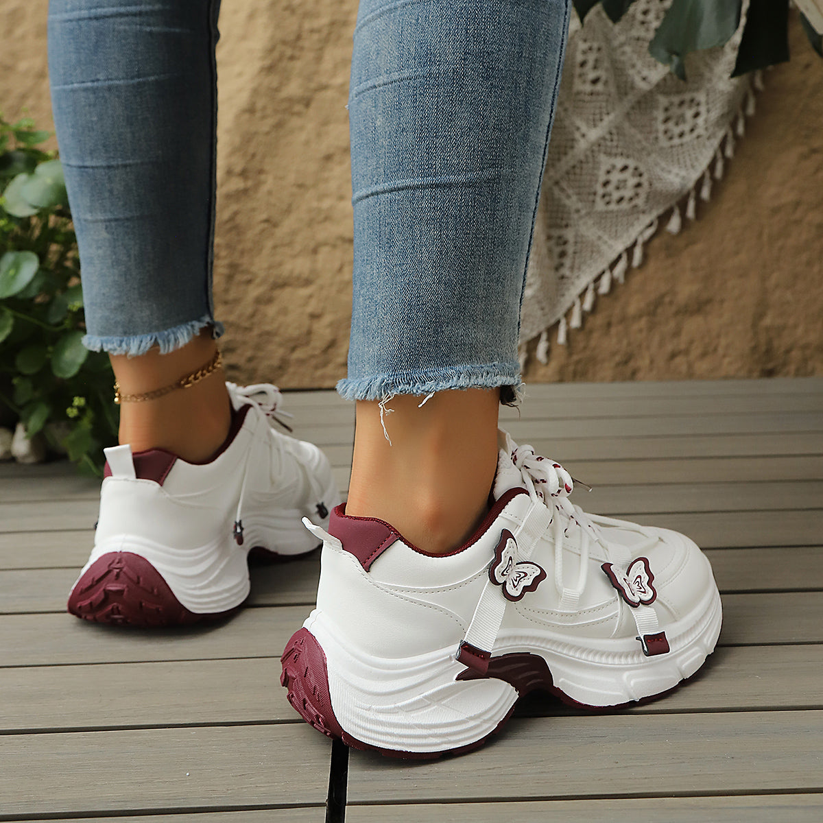 Modern Chic All-Season PU/Artificial Leather/Microfiber Leather Women's Fashion Sneaker | Color: Red | Image 3
