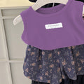 Minimalist Summer 2-Piece Girls' Pants Suit, Ages 2-7 | Color: Purple | Image 1