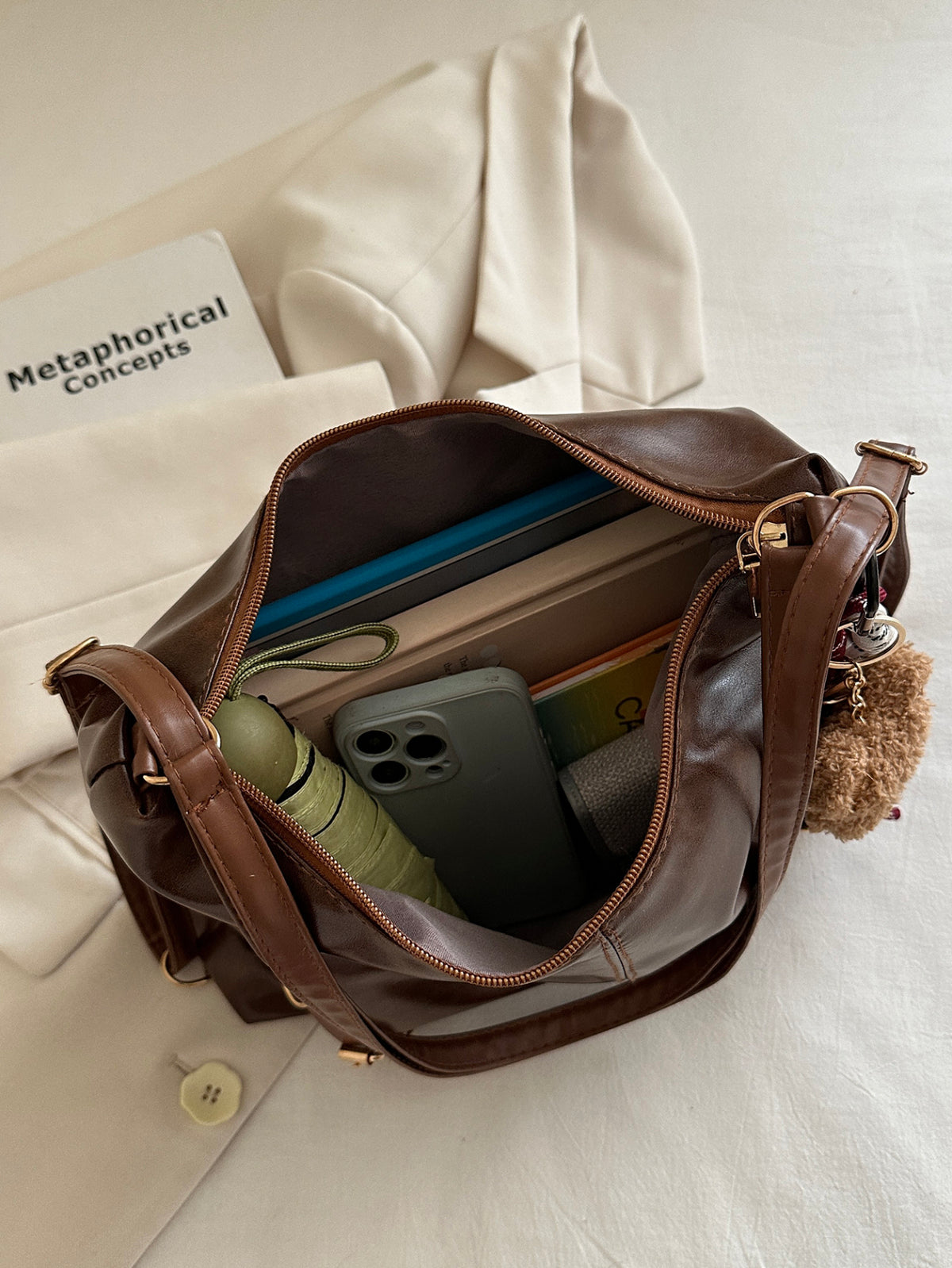 Trendy Autumn PU/Artificial Leather/Microfiber Leather Women's Shoulder Bags Tote Bags | Color: Brown | Image 2