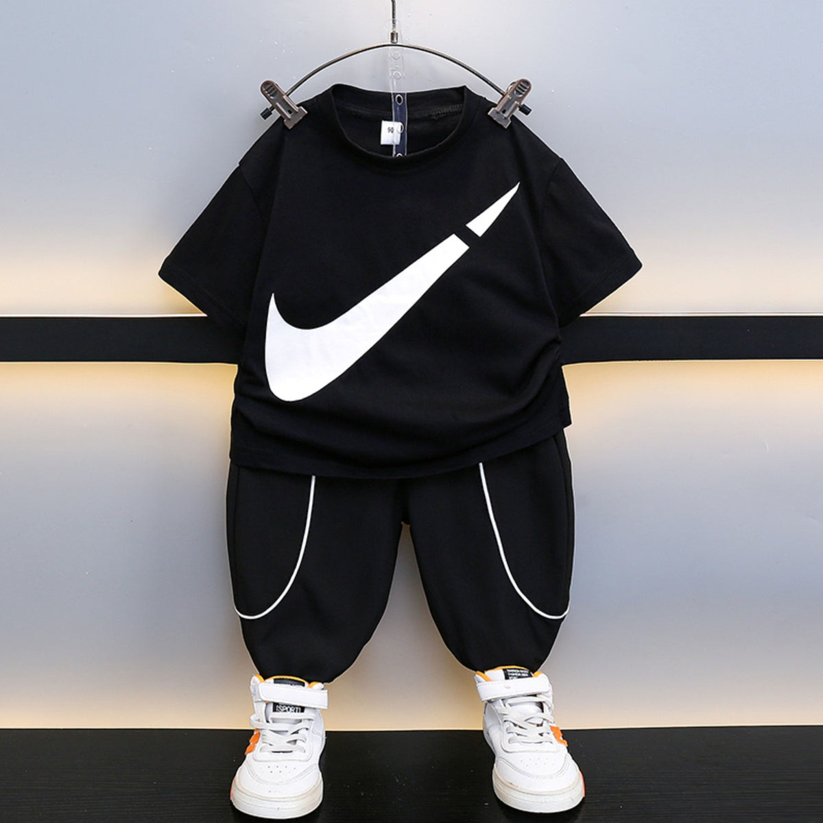 Modern Chic All-Season Minimalist Summer 2-Piece Boys' Pants Suit, Ages 2-9 | Color: Black | Image 3
