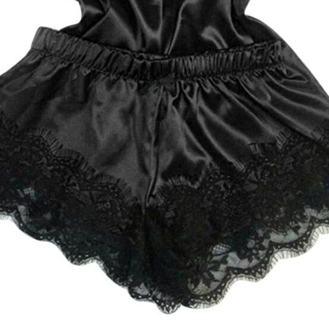 Minimalist Summer 2 Pcs Women 's Sleeveless Night Set | Color: Black | Image 3