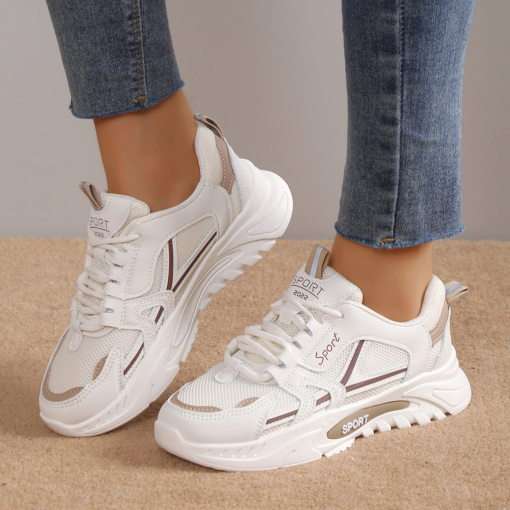 Modern Chic All-Season PU/Artificial Leather/Microfiber Leather Women's Fashion Sneaker | Color: Beige | Image 1
