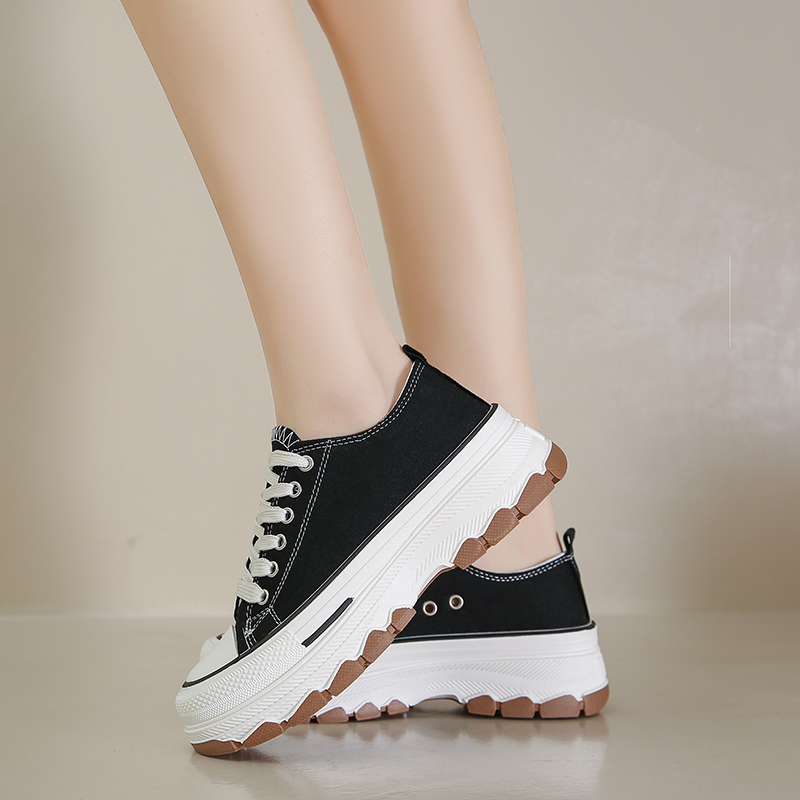 Modern Chic All-Season Denim/Canvas Women's Canvas Shoes | Color: Black | Image 2