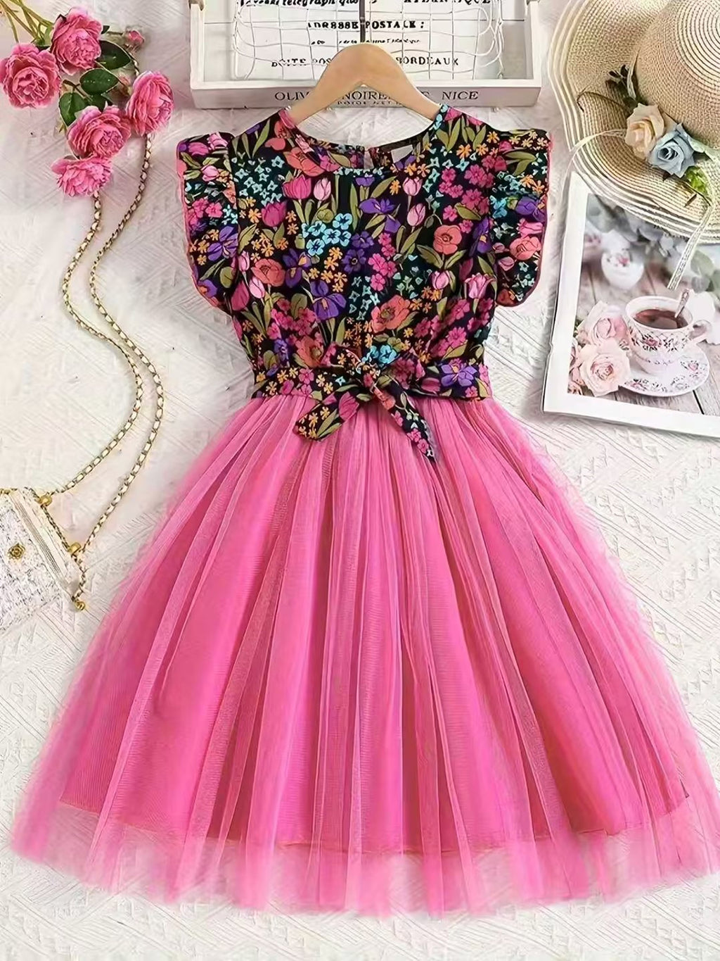 Sweet & Cute Summer Girls' A-Line Dress, Ages 8-12 | Color: Pink | Image 1