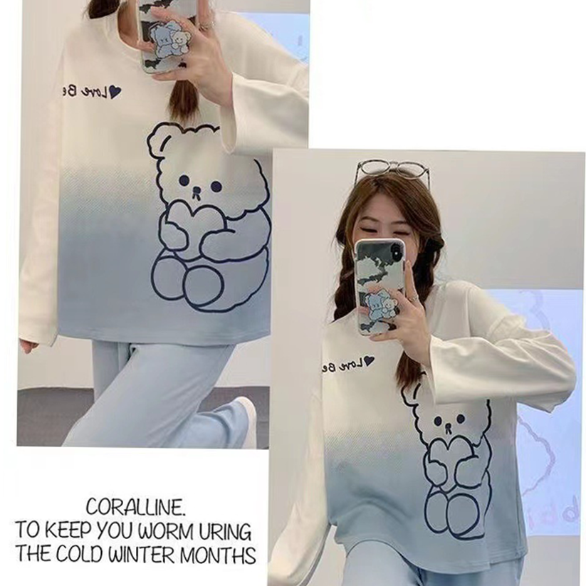 Sweet Feminine All-Season 2 Pcs Women 's Long Sleeve Sleep Set | Color: Style 3 | Image 2