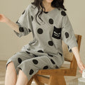 Minimalist Summer 2 Pcs Women 's Short  Sleeve Sleep Set | Color: Grey | Image 1