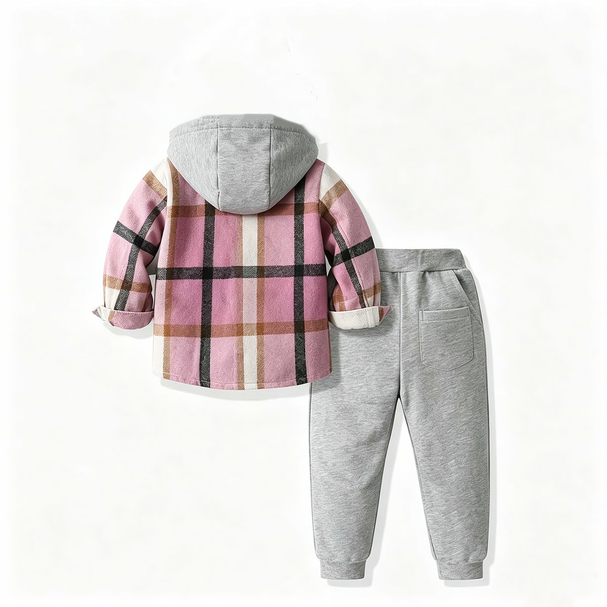 Trendy Autumn 2-Piece Unisex Kids' Pants Suit, Ages 2-7 | Color: Pink | Image 3
