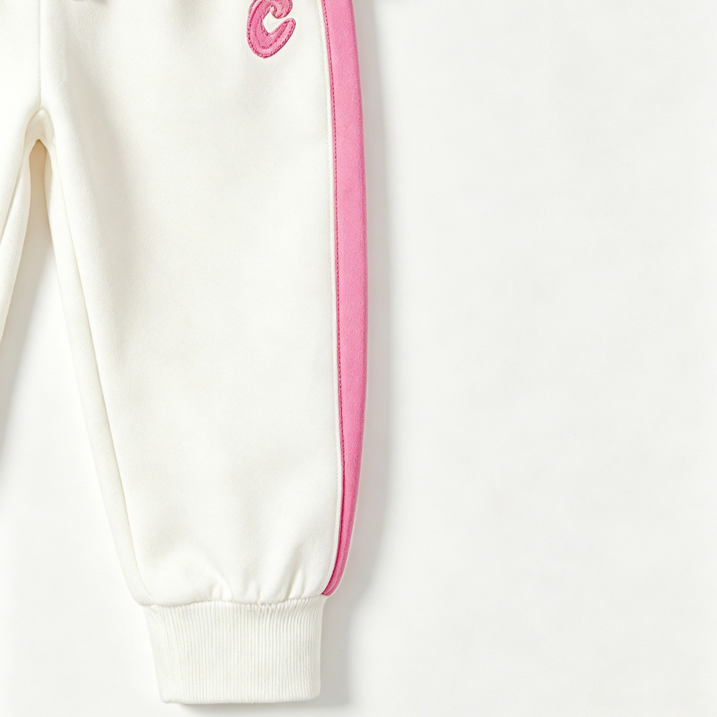 Casual Sporty Autumn 2-Piece Girls' Pants Suit, Ages 3-13 | Color: White | Image 2