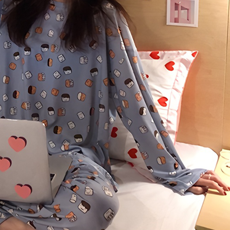 Sweet Feminine All-Season 2 Pcs Women 's Long Sleeve Sleep Set | Color: Style 3 | Image 2